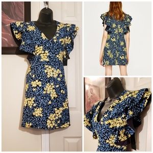 Zara Ruffled Sleeve Shift Dress